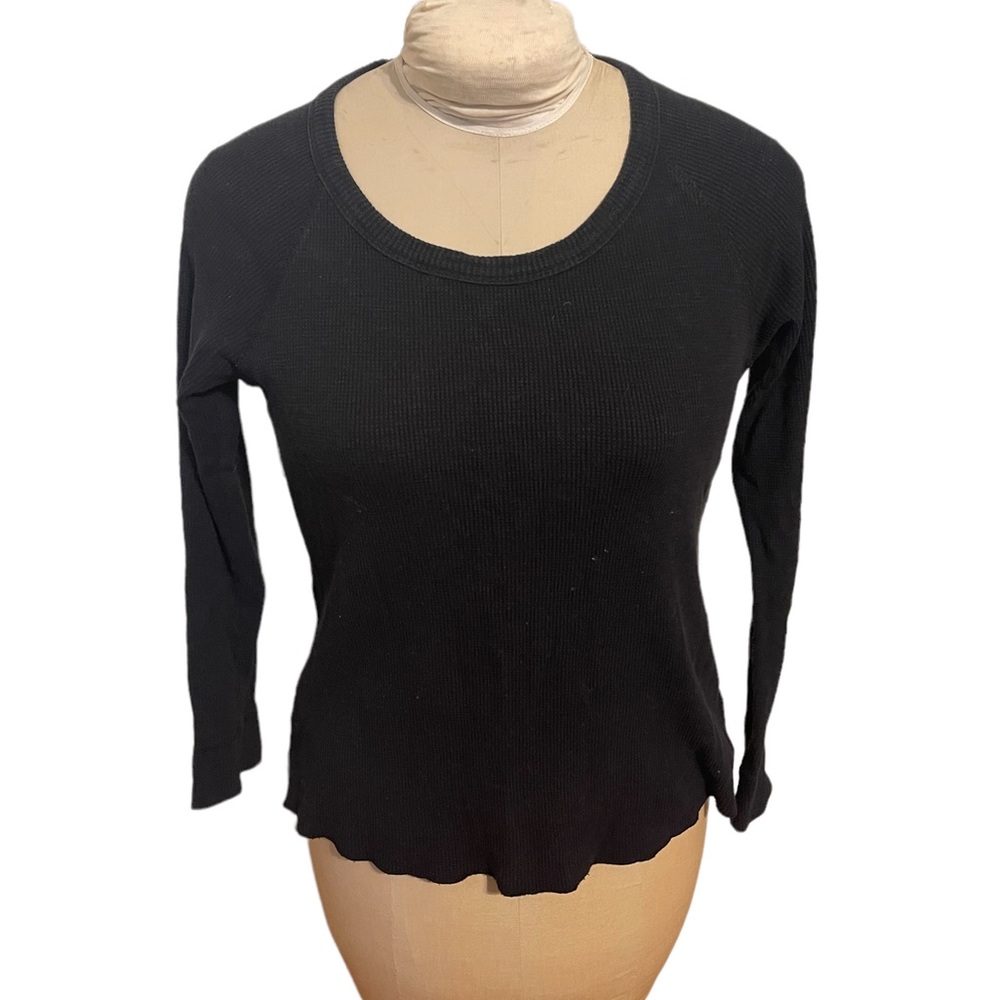 James Perse Black Waffle Knit Tee